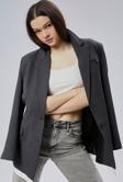 Antrasit Oversize Uzun Blazer Ceket