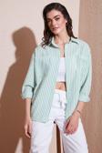 Lela Regular Fit Uzun Kollu Çizgili Bayan Gömlek 6772875 BENETTON