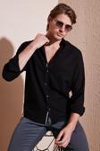 Buratti Pamuklu Regular Fit Düğmeli Yaka Erkek Gömlek CF20S111871 SİYAH