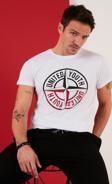Buratti Baskılı Bisiklet Yaka Pamuklu Slim Fit Erkek T Shirt 541PUSULA BEYAZ