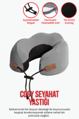 Cosy Ortopedik Seyahat Yastığı Visco Boyun Destekli Seyahat Yastığı - Gri | Ergo Travel