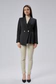 Siyah Regular Fit Pile Detaylı Blazer Ceket