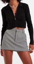 Kadın Modern Tarz Slim Polo Yaka Crop Triko Hırka