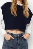 Stil Modern Kadın Crop Standart Kol Bisiklet Yaka Triko Süveter