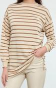 Tesettür Tarz Oversize Bisiklet Yaka Düşük Kol Regular Taş Çizgili Örme Tunik Sweatshirt