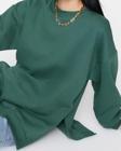 Oversize Bisiklet Yaka Düşük Kol Uzun Geniş Kalıp Yırtmaç Kalın İçi Polarlı Örme Sweatshirt