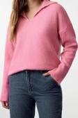 Stil Modern Kadın Regular Düşük Kol Polo Yaka Yünlü Geniş Kalıp Basic Triko Kazak