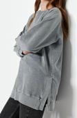 Tesettür Tarz Regular Bisiklet Yaka Standart Kol Regular Yıkamalı Örme Sweatshirt
