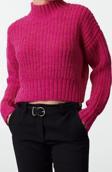 Stil Modern Kadın Crop Standart Kol Dik Yaka Yumuşak Dokulu Basic Kalın Örgü Detaylı Triko Kazak