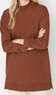 Tesettür Tarz Regular Bisiklet Yaka Standart Kol Uzun Yırtmaç Detaylı Basic Örme Sweatshirt
