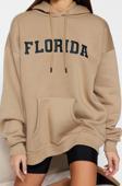 Oversize Kapüşonlu Standart Kol Standart Kalın Polarlı Baskılı Geniş Kalıp Örme Sweatshirt
