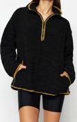 Tarz Regular Dik Yaka Düşük Kol Regular Peluş Örme Spor Sweatshirt
