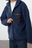 Tarz Oversize Dik Yaka Standart Kol Uzun Polar Fermuarlı Uzun Kol Cep Detaylı Örme Sweatshirt