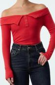 Stil Kadın Fitted Vücuda Oturan Çıtçıtlı Yaka Detaylı Fitilli Esnek Bluz Regular Slim Kalıp