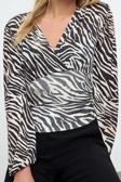 Stil Kadın Animal Baskı Yeşili Büzgü Drape Detaylı Kollu Esnek Bluz Regular Slim Kalıp Balon Kol