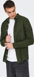 Only & Sons Erkek Onscaiden Slim Fit Keten Gömlek 22012321 Koyu Yeşil