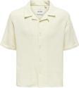 Only & Sons Erkek Onskyle Kısa Kollu Kendinden Desenli %100 Pamuk Gömlek 22029217 Krem