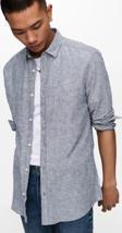 Only & Sons Erkek Onscaiden Slim Fit Keten Gömlek 22012321 Lacivert