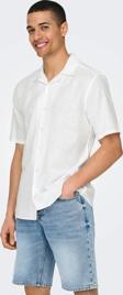 Only & Sons Erkek Onscaıden Kısa Kollu Keten Gömlek 22025116 Beyaz