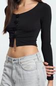 Stil Kadın Fitted Vücuda Oturan Gül Detaylı Esnek Bluz Regular Örme Slim Kalıp