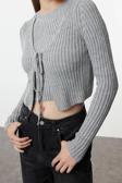 Kadın Modern Tarz Slim V Yaka Crop Triko Hırka