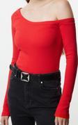 Stil Kadın Fitted Vücuda Oturan Omzu Açık Fitilli Pamuklu Esnek Bluz Regular Örme Slim Kalıp