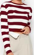 Stil Modern Kadın Crop Standart Kol Bisiklet Yaka Basic Çizgili Triko Kazak