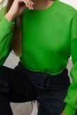 Tarz Crop Dik Yaka Düşük Kol Crop Rahat Kesim Crop Basic Kalın İçi polarlı Örme Sweatshirt