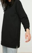 Tesettür Tarz Regular Bisiklet Yaka Standart Kol Uzun Yırtmaç Detaylı Basic Örme Sweatshirt