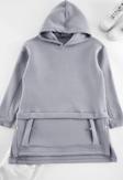 Tesettür Tarz Regular Kapüşonlu Düşük Kol Uzun Cep Detaylı Örme Sweatshirt