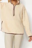 Tarz Regular Dik Yaka Düşük Kol Regular Peluş Örme Spor Sweatshirt