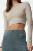 Stil Kadın Poliamid Fitted Vücuda Oturan Kollu Bluz Regular Örme Slim Kalıp
