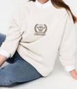 Büyük Beden Oversize Bisiklet Yaka Reglan Kol Kalın İçi Polarlı Nakış Detaylı Örme Sweatshirt