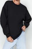Regular Bisiklet Yaka Düşük Kol Regular Kalın İçi Polarlı Normal Kalıp Basic Örme Sweatshirt