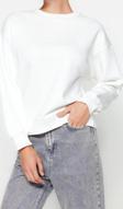 Regular Bisiklet Yaka Düşük Kol Regular Kalın İçi Polarlı Normal Kalıp Basic Örme Sweatshirt