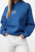 Tarz Bol Kapüşonlu Düşük Kol Uzun Geniş Kalıp Nakışlı Kalın İçi Polarlı Örme Sweatshirt