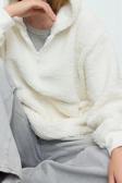 Tarz Bol Kapüşonlu Düşük Kol Uzun Fermuarlı Overize Geniş Kalıp Peluş Örme Sweatshirt