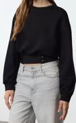 Tarz Bol Bisiklet Yaka Düşük Kol Uzun Çıtçıtlı Rahat Kalıp Crop Kalın Örme Sweatshirt