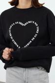Bol Bisiklet Yaka Düşük Kol Uzun Geniş Kalıp Sırt Baskılı Kalın İçi Polarlı Örme Sweatshirt