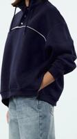 Bol Dik Yaka Düşük Kol Uzun Çıtçıtlı Kalıp Çıtçıtlı Biyeli Kalın İçi Polarlı Örme Sweatshirt