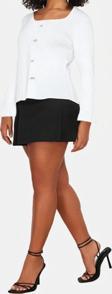 Moda Büyük Beden Kare Yaka Triko Fit Düz Desen Casual Günlük Regular Uzun Kol Bluz