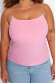 Moda Büyük Beden Kare Yaka Örme Fit Düz Desen Casual Günlük Crop Askılı Kol Bluz