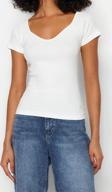 Moda Kalp Yaka Örme Fit Düz Desen Casual Günlük Regular Kısa Kol Bluz