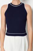 Moda Bisiklet Yaka Triko Regular Çizgili Desen Casual Günlük Regular Kolsuz Bluz