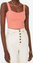 Moda Kare Yaka Triko Slim Düz Desen Casual Günlük Crop Askılı Kol Bluz
