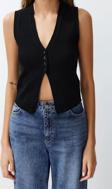 Moda V Yaka Triko Slim Düz Desen Casual Günlük Crop Kolsuz Bluz