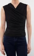 Moda Kruvaze Örme Slim Düz Desen Casual Günlük Crop Kolsuz Bluz