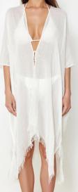 Moda Dokuma Rahat Kalıp Standart V Yaka Standart Kol Aerobin Basic Düz Desen Kimono Kaftan