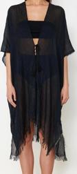 Moda Dokuma Rahat Kalıp Standart V Yaka Standart Kol Aerobin Basic Düz Desen Kimono Kaftan