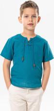 Kısa Kol Şile Bezi Zımbalı Yazlık Erkek Çocuk Tshirt Petrol 3053